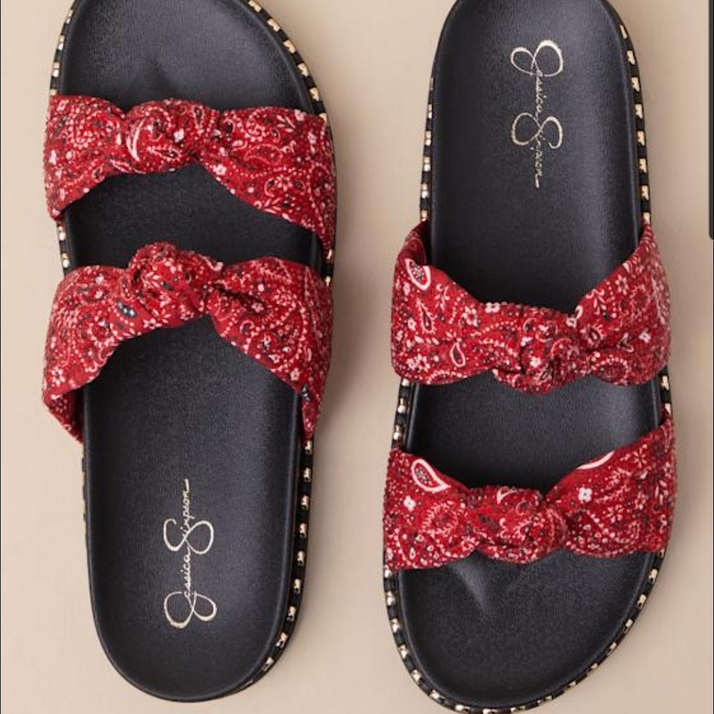Jessica Simpson Red Slide Sandals